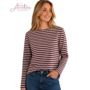 Red Button Trui Terry Stripe SRB5085B - Burgundy/creme